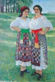 ラトガリアのドレスを着た二人の女性 ニコライ・ボグダノフ・ベルスキー